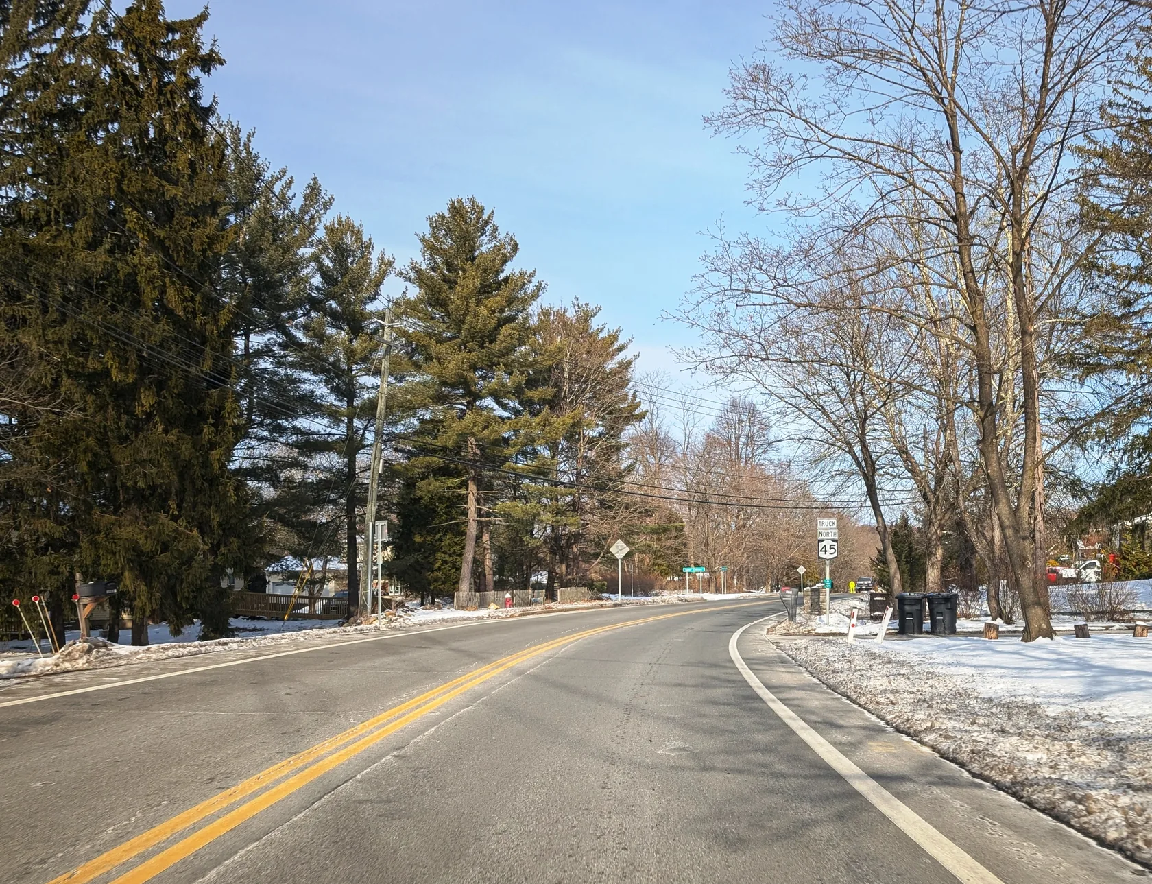 Chestnut Ridge Road in Chestnut Ridge, New York, in winter